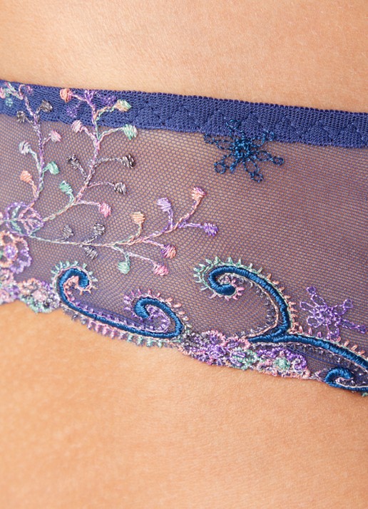 Simone Pérèle Delice slip met borduring - detail 2 royalblauw