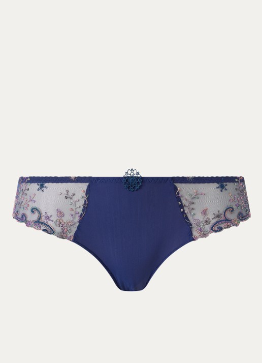 Simone Pérèle Delice slip met borduring - voorkant royalblauw