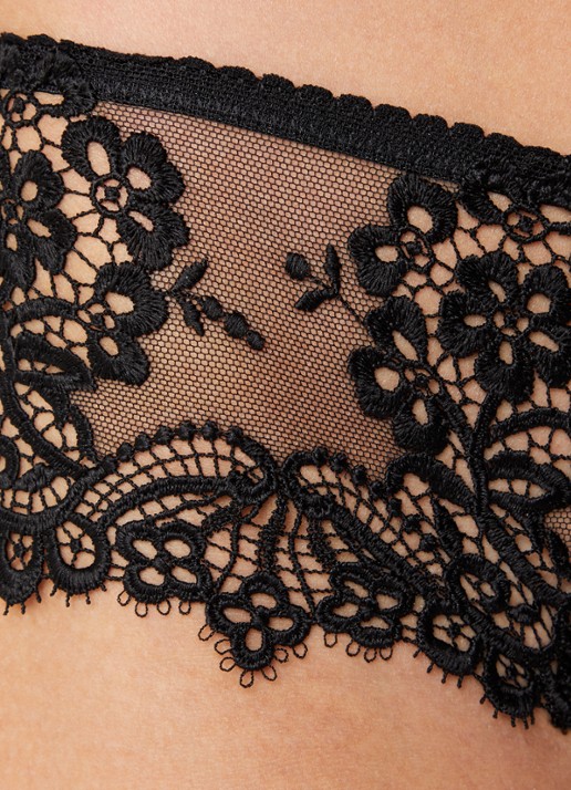 Simone Pérèle Idole hipster  van mesh met borduring - detail 4 zwart