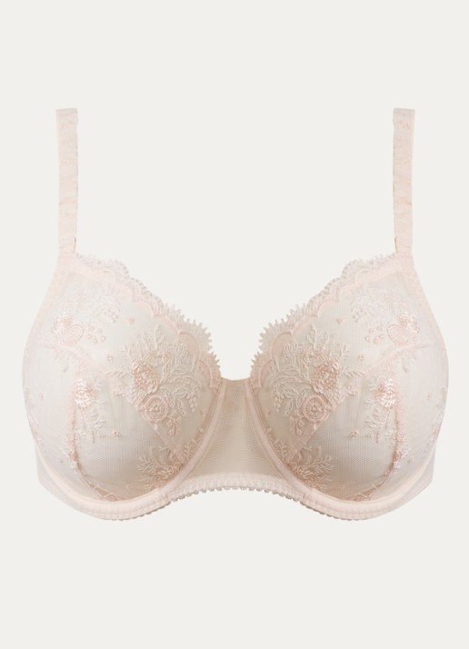 Simone Pérèle Intrigue beugel bh van mesh met borduring - voorkant 3 lichtroze