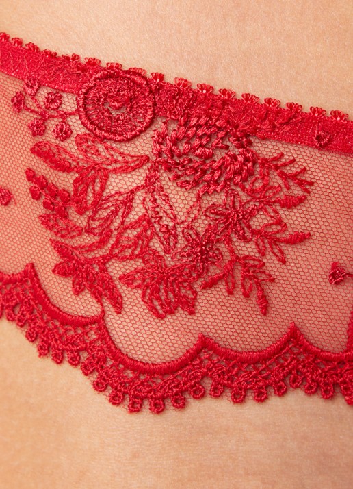 Simone Pérèle Intrigue string van mesh - detail 4 rood