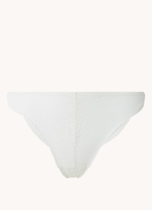 Simone Pérèle Karma tanga van kant - voorkant 3 gebroken wit