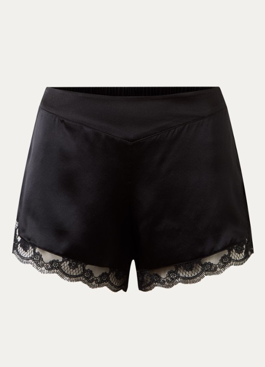Simone Pérèle Love Me pyjamashort in zijdeblend - voorkant 2 zwart