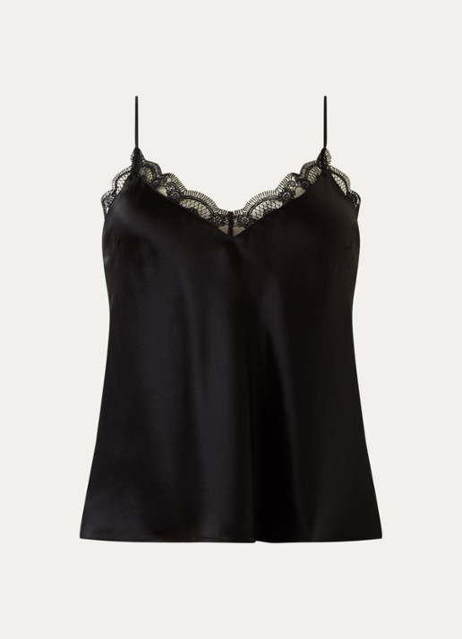 Simone Pérèle Love Me pyjamatop van zijde met kant - voorkant 2 zwart