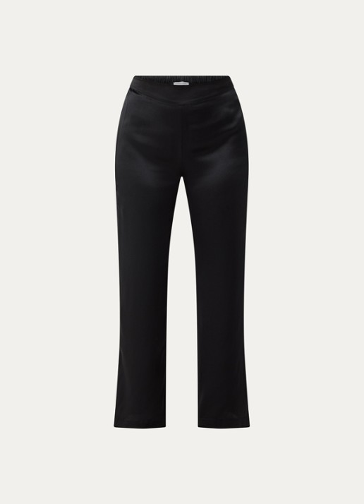 Simone Pérèle Love Me straight fit pyjamabroek van zijde - voorkant zwart
