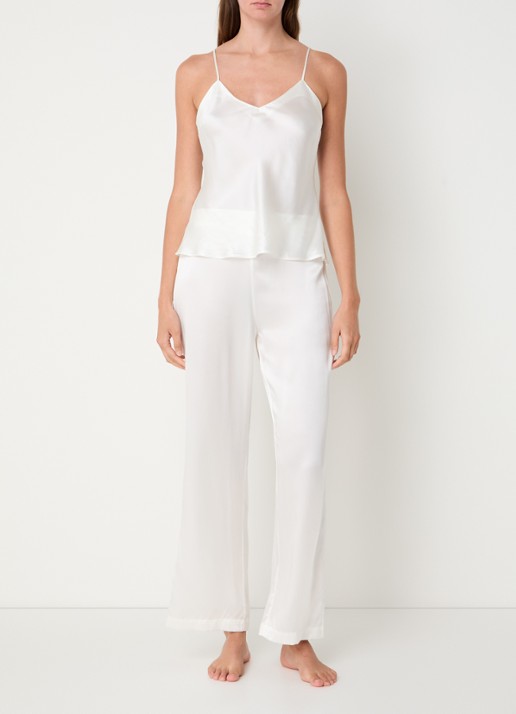 Simone Pérèle Love Me straight fit pyjamabroek van zijde - voorkant 2 creme