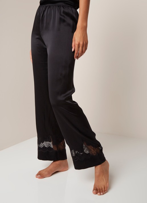 Simone Pérèle Nocture pyjamabroek in zijdeblend met kant - detail 4 zwart