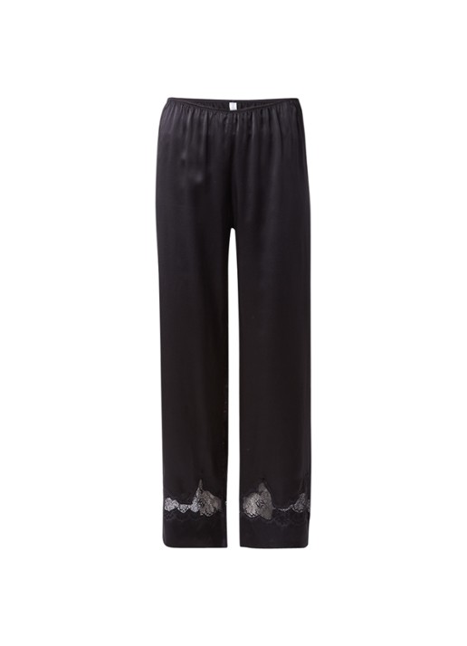 Simone Pérèle Nocture pyjamabroek in zijdeblend met kant - voorkant zwart