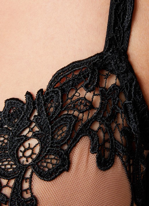 Simone Pérèle Saga balconette bh van mesh - detail 3 zwart