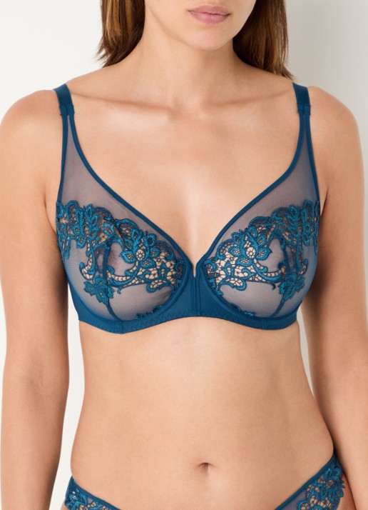 Simone Pérèle Saga beugel bh van mesh met borduring