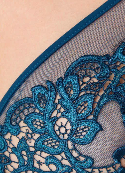 Simone Pérèle Saga beugel bh van mesh met borduring - detail 5 petrol