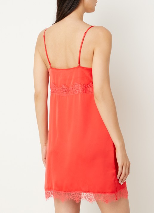Simone Pérèle Satin Secrets slipdress met kant - achterkant 4 rood