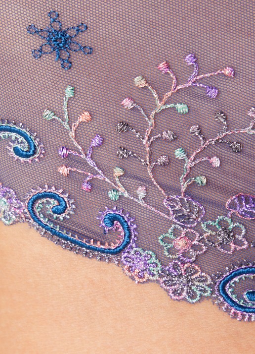 Simone Pérèle Tanga met borduring - detail 5 royalblauw