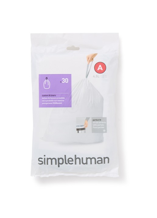 Simplehuman Afvalzakken Code A 4,5 liter 30 stuks - voorkant wit