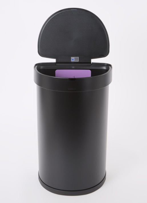 Simplehuman Line Pocket prullenbak met sensor 45 liter - voorkant 2 zwart