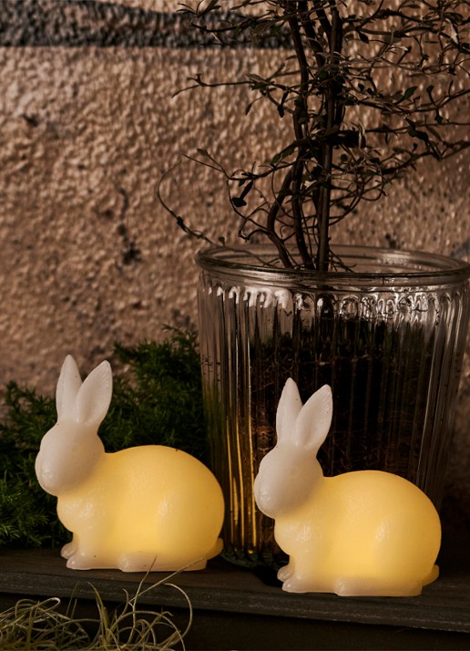 Sirius Elin Rabbit lichtfiguur met LED verlichting 10,5 cm set van 2 - voorkant 5 gebroken wit