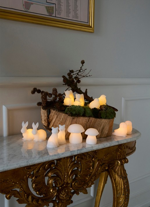 Sirius Evelyn Squirrel lichtfiguur met LED verlichting 9 cm set van 2 - detail gebroken wit