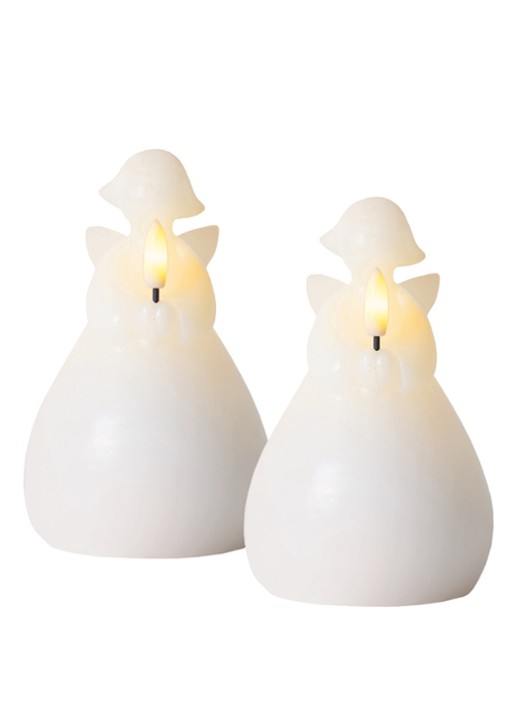 Sirius Lucia LED-kaars 10 cm set van 2 - voorkant gebroken wit