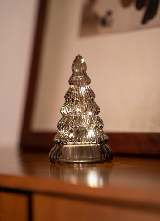Sirius Lucy Tree kerstornament met LED verlichting 16,5 cm - detail bruin