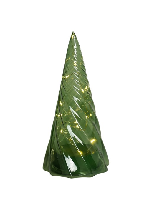 Sirius Vilma kerstornament met LED verlichting 19 cm - voorkant groen