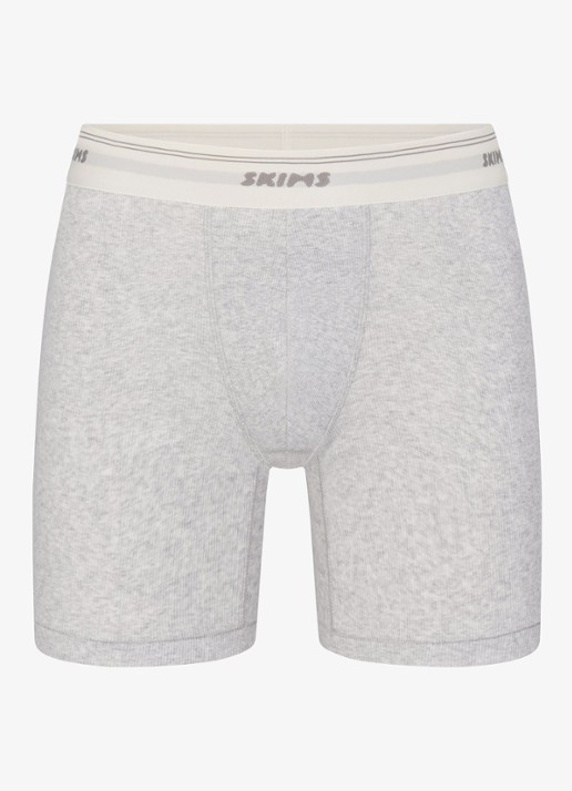 SKIMS Classic Cotton 5" boxershort met logoband - voorkant 4 grijs
