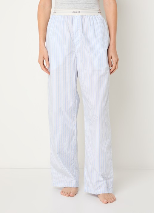 SKIMS Coton Poplin loungebroek met logoband - detail 7 blauw