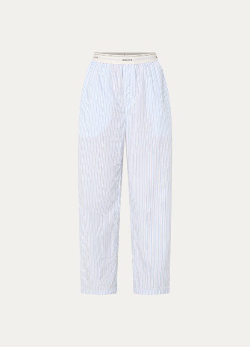 SKIMS Coton Poplin loungebroek met logoband - voorkant 5 blauw