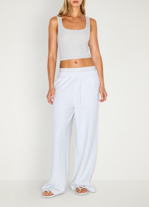 SKIMS Cotton Fleece high waist wide fit joggingbroek met logoband