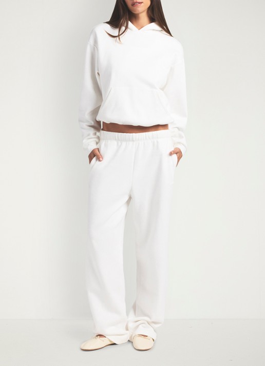 SKIMS Cotton Fleece hoodie met kangoeroezak - voorkant 4 marble