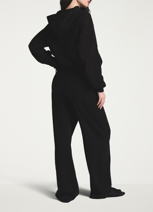 SKIMS Cotton Fleece hoodie met kangoeroezak - achterkant zwart