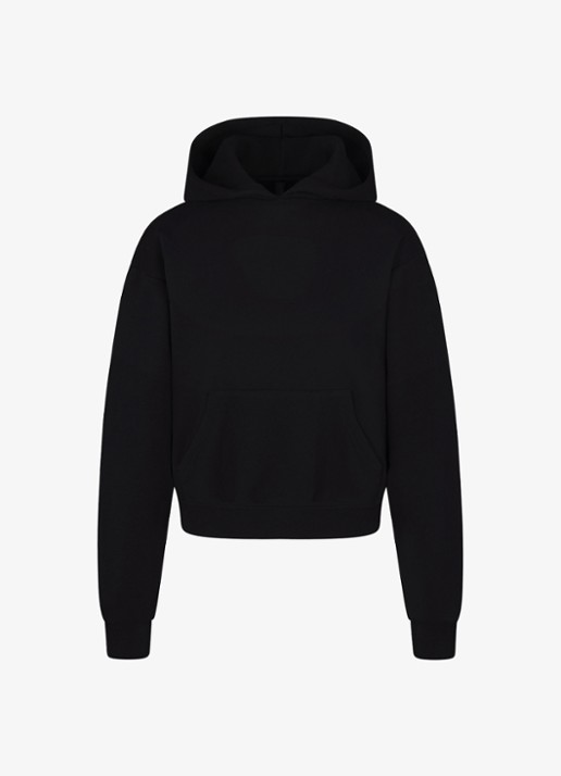 SKIMS Cotton Fleece hoodie met kangoeroezak - voorkant 4 zwart