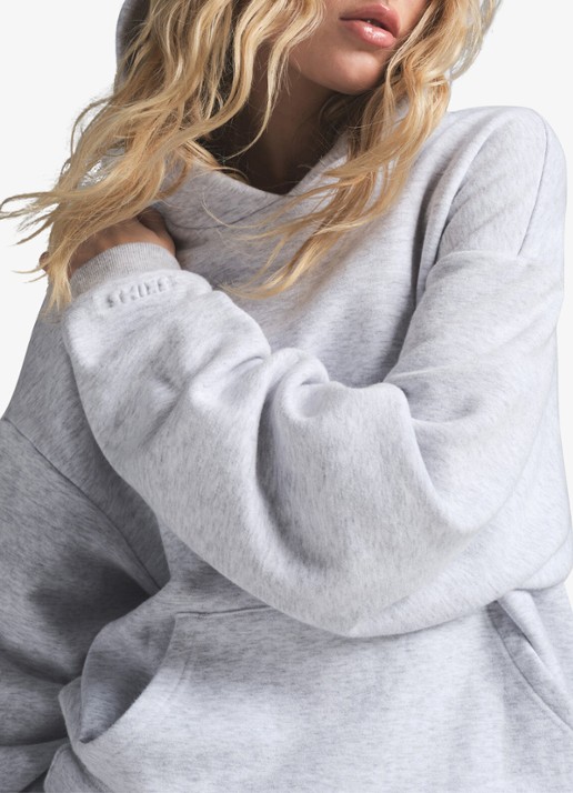SKIMS Cotton Fleece hoodie met kangoeroezak - detail 4 grijsmele