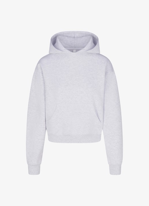 SKIMS Cotton Fleece hoodie met kangoeroezak - voorkant 5 grijsmele