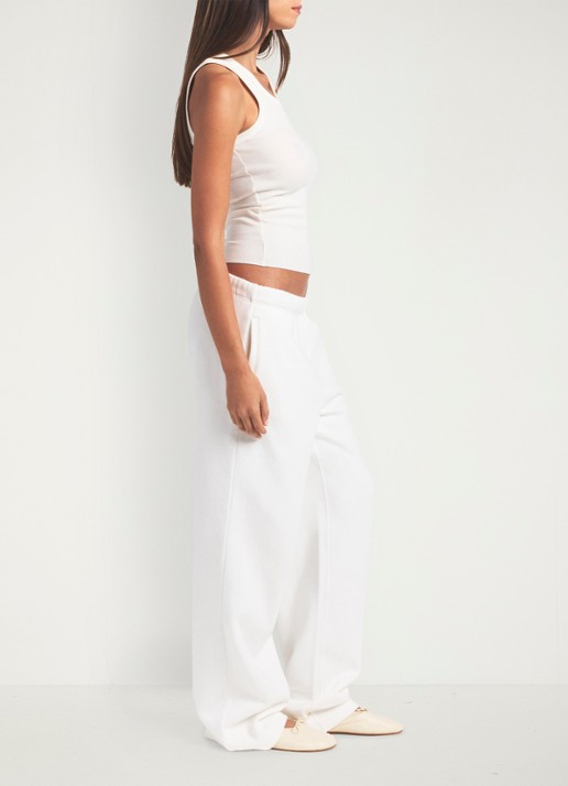 SKIMS Cotton Fleece mid waist straight fit joggingbroek met steekzakken - detail 4 marble