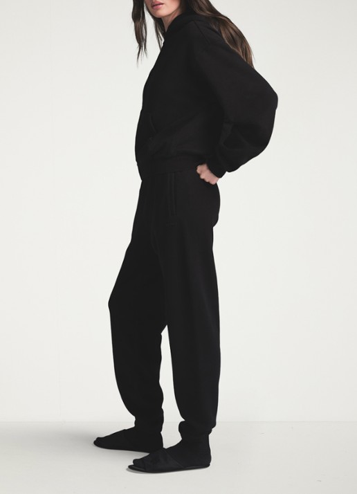 SKIMS Cotton Fleece mid waist tapered fit loungebroek met steekzakken - detail 4 zwart