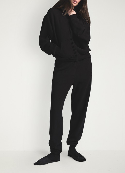 SKIMS Cotton Fleece sweatvest met capuchon - detail 4 zwart