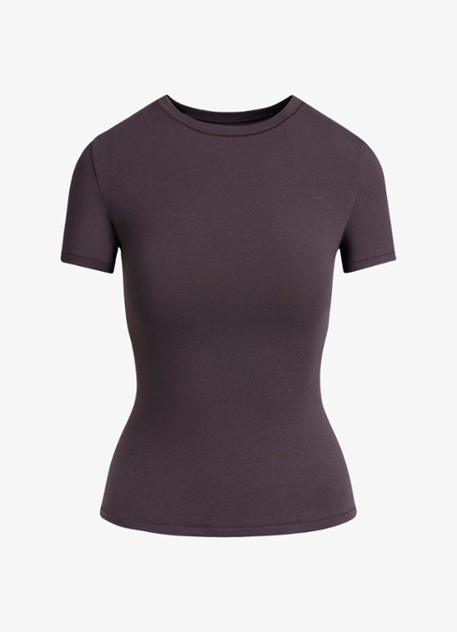 SKIMS Cotton Jersey cropped T-shirt met ronde hals - voorkant iron