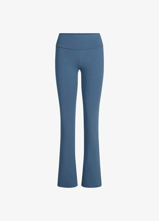 SKIMS Cotton Jersey Foldover mid waist flared fit loungebroek  - voorkant 2 blauw
