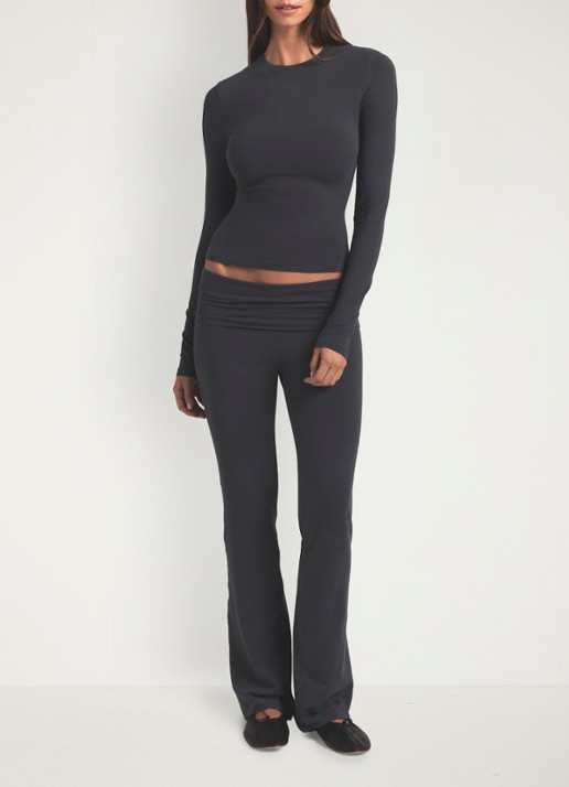 SKIMS Cotton Jersey longsleeve met ronde hals - voorkant 3 ash