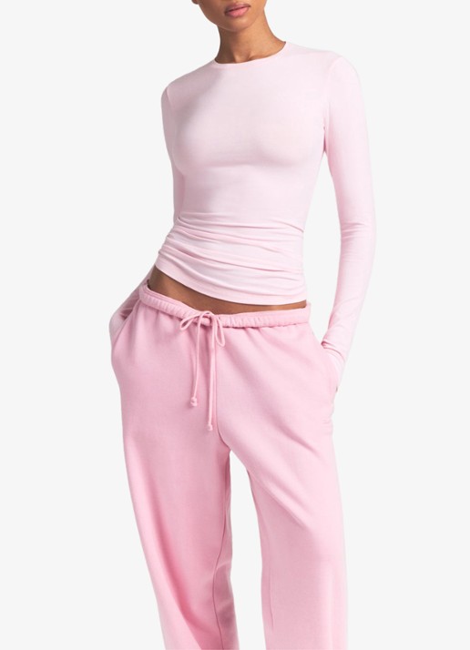 SKIMS Cotton Jersey longsleeve met ronde hals - detail 3 cherry blossom