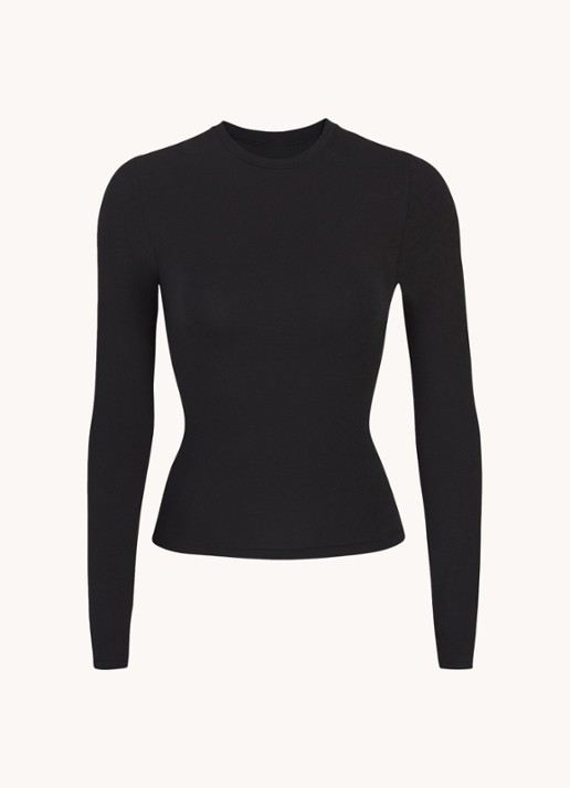 SKIMS Cotton Jersey longsleeve van jersey - voorkant 4 antraciet