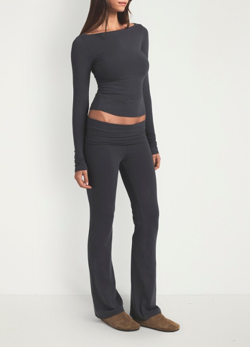 SKIMS Cotton Jersey mid waist flared legging met omgeslagen tailleband
