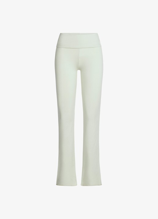 SKIMS Cotton Jersey mid waist straight fit loungebroek - voorkant 2 lichtgroen