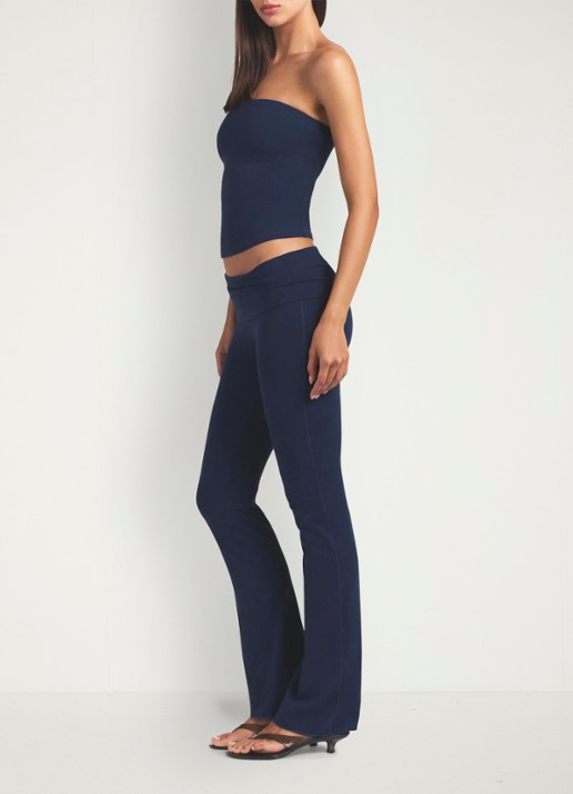 SKIMS Cotton Jersey mid waist straight fit loungebroek - detail 3 donkerblauw