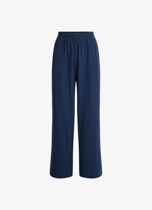SKIMS Cotton Jersey mid waist wide fit loungebroek met steekzakken - voorkant 2 donkerblauw