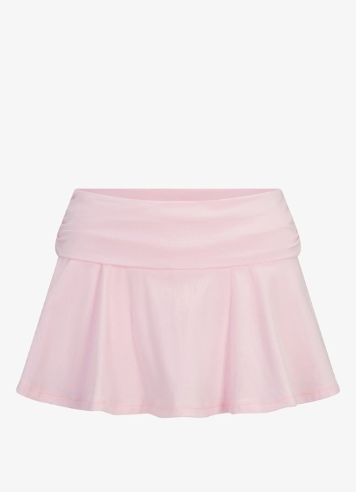 SKIMS Cotton Jersey minirok met volant - voorkant roze