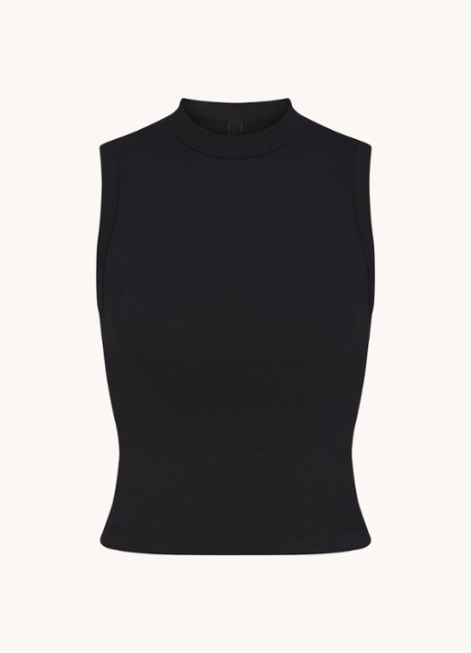 SKIMS Cotton Jersey mouwloze cropped loungetop - voorkant zwart