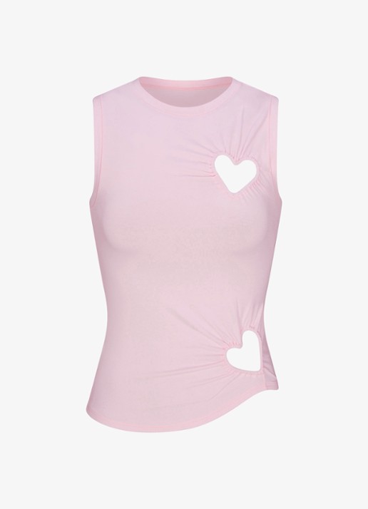 SKIMS Cotton Jersey mouwloze top met cut-out details - voorkant 2 lichtroze