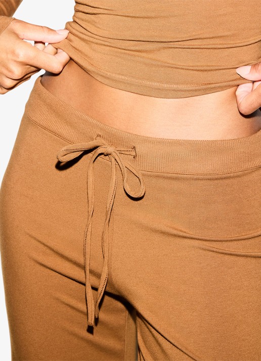 SKIMS Cotton Jersey straight fit loungebroek  - detail 5 chai