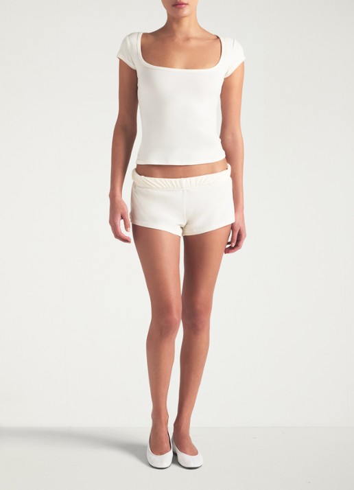 SKIMS Cotton Jersey t-shirt met rechthoekige hals - voorkant 4 wit